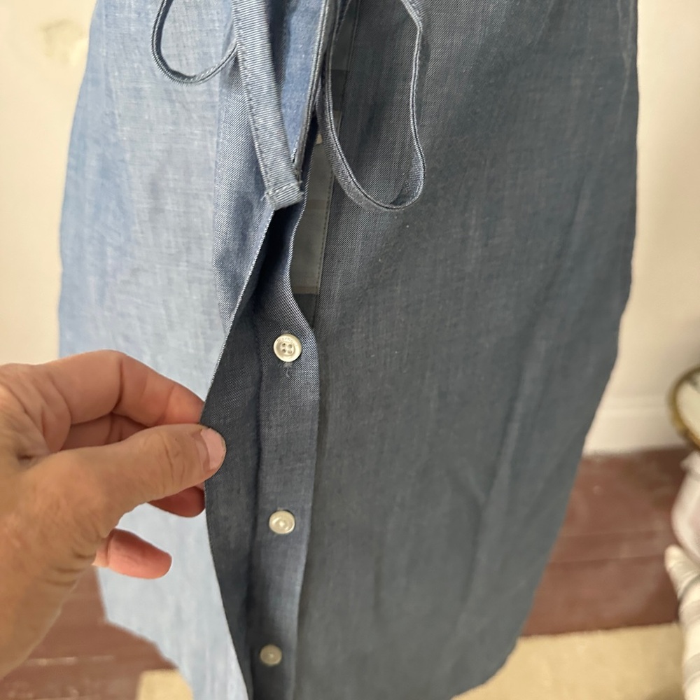 Barbour women's shirt dress Sleeve with plaid placket Denim Dress 8 US - Picture 7 of 10